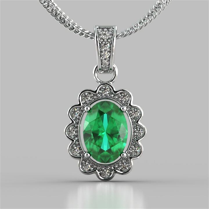 Oval Cut Halo Pendant