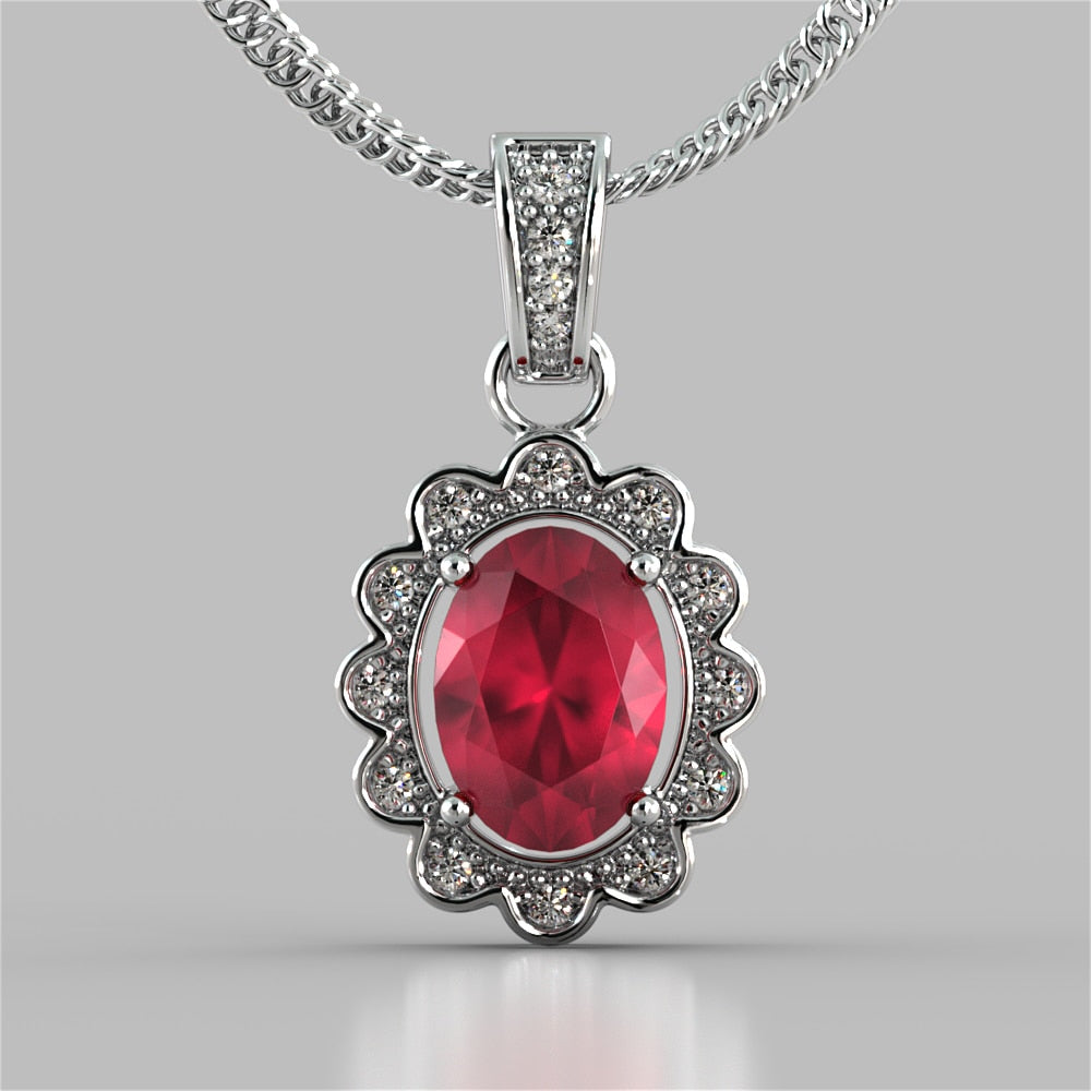 Oval Cut Halo Pendant