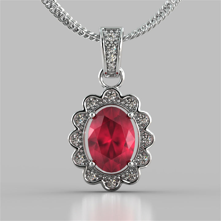 Oval Cut Halo Pendant
