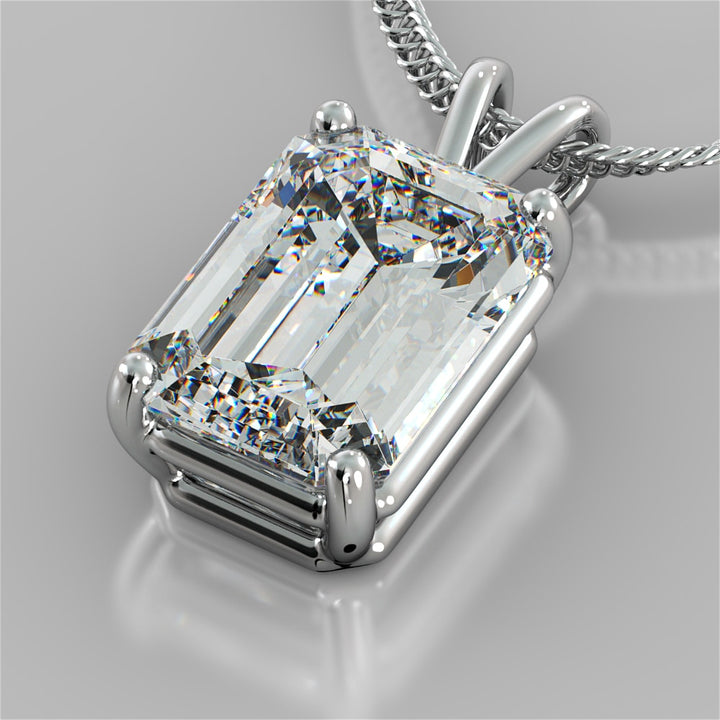 Lab grown Diamond Emerald Cut Solitaire Pendant With Diamond Cut Cable Chain