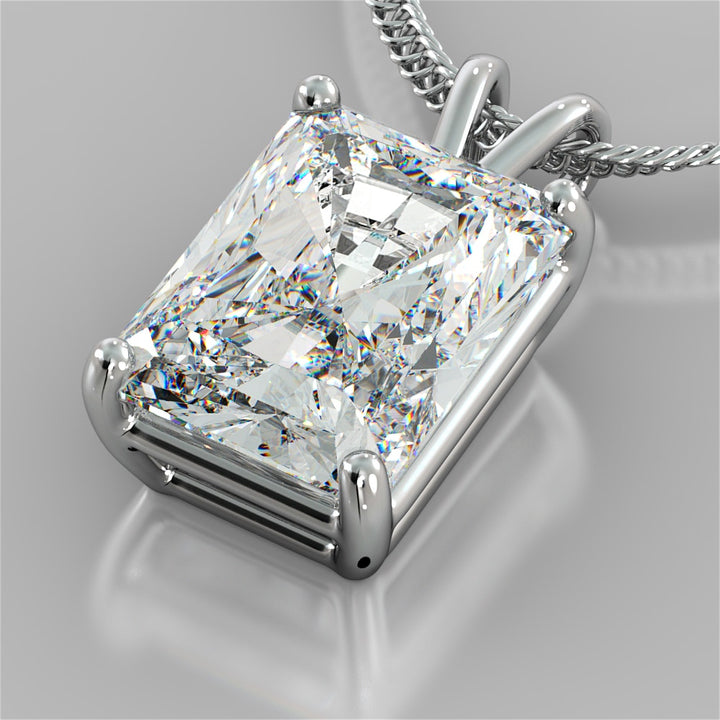 Radiant Cut Solitaire Pendant With Diamond Cut Cable Chain