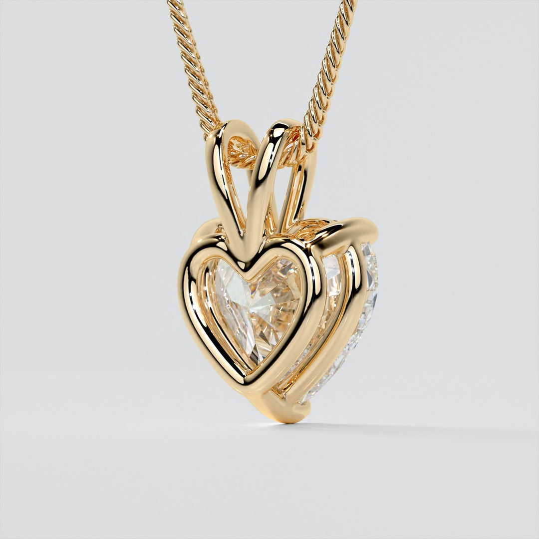 3.0Ct Heart Cut Solitaire Pendant With Diamond Cut Cable Chain in 14K White Gold