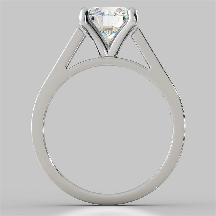 Round Cut Wedding Set With 2 Matching Wedding Bands And Baguette Accents