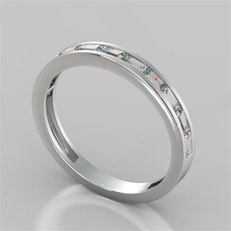 Round Cut Wedding Set With 2 Matching Wedding Bands And Baguette Accents