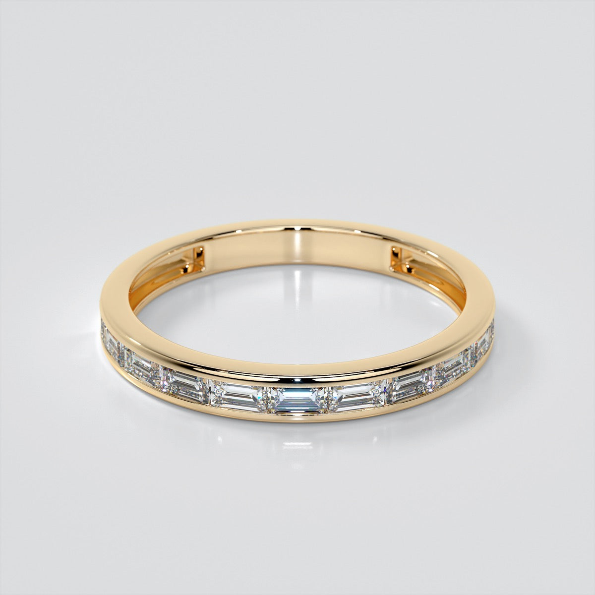 Round Cut Wedding Set With 2 Matching Wedding Bands And Baguette Accents