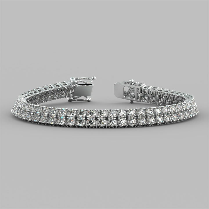 Round Cut Double Tier Tennis Bracelet Set in 925 Sterling Silver