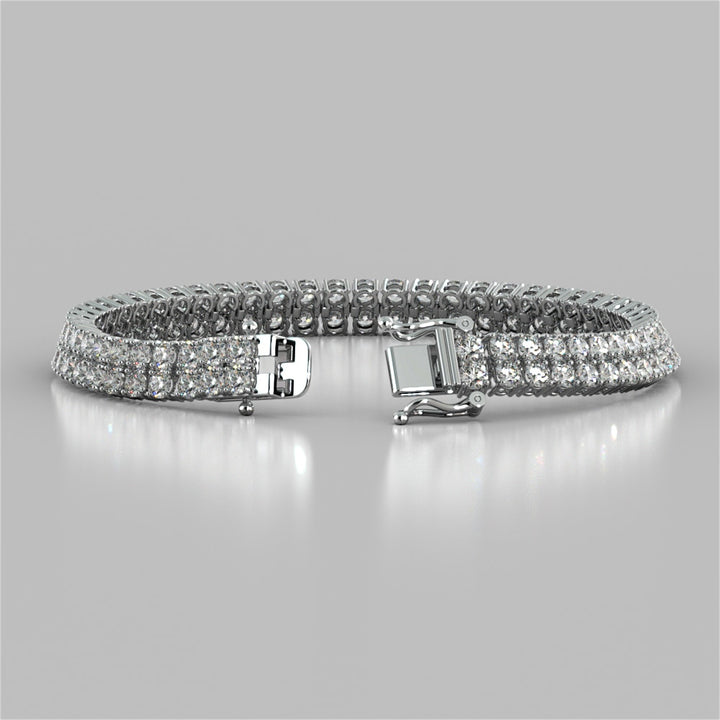 Round Cut Double Tier Tennis Bracelet Set in 925 Sterling Silver
