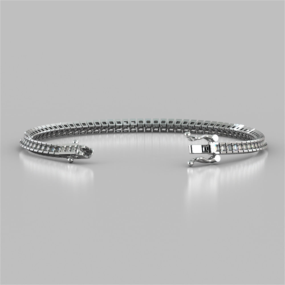 Classic Emerald Cut Tennis Bracelet in 925 Sterling Silver