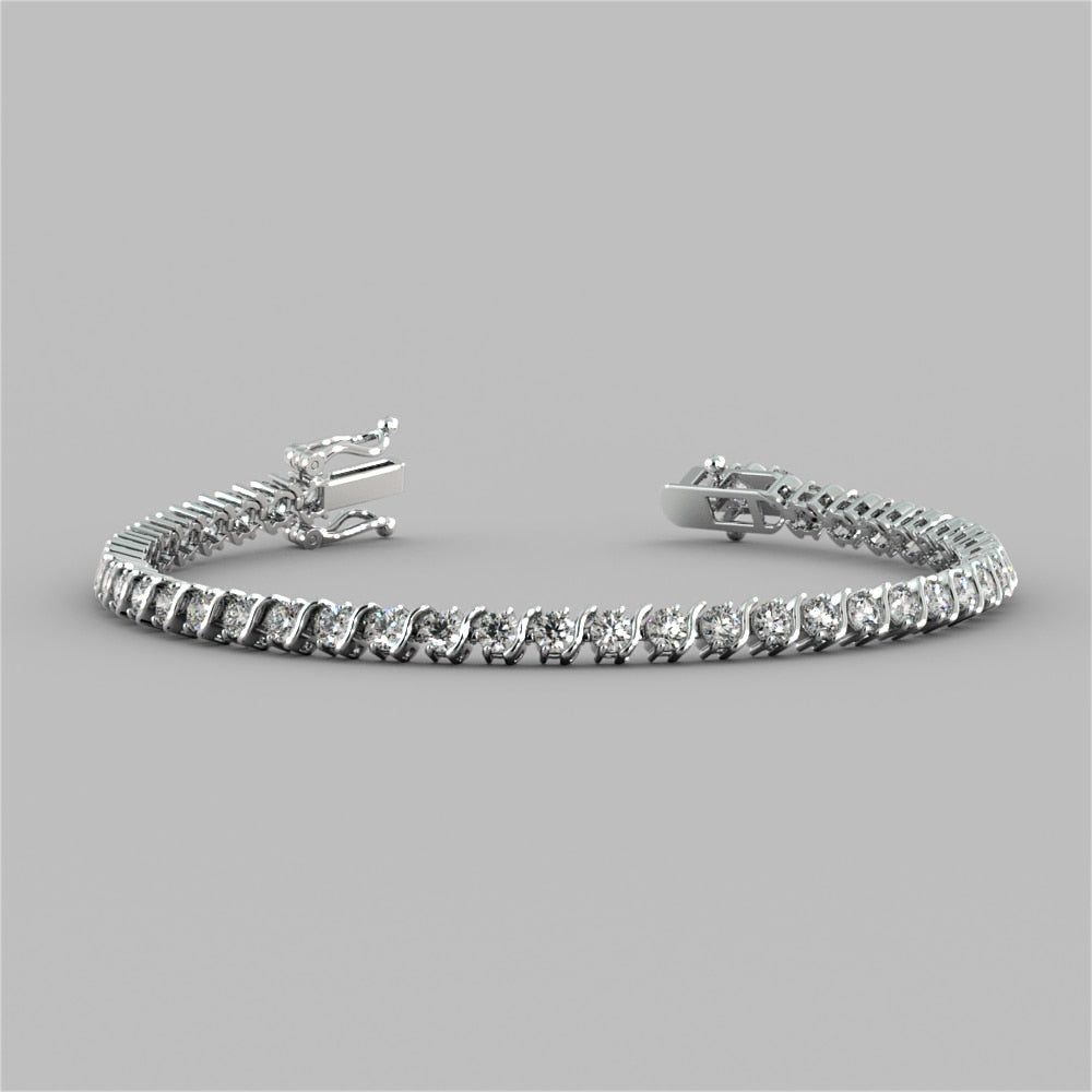 S-Figure Round Cut Tennis Bracelet Set in 925 Sterling Silver