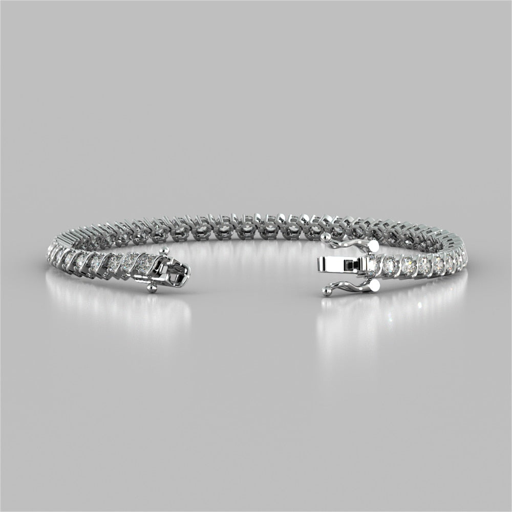 S-Figure Round Cut Tennis Bracelet in 14K Gold