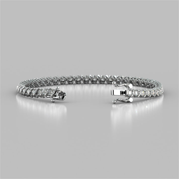 S-Figure Round Cut Tennis Bracelet in 14K Gold