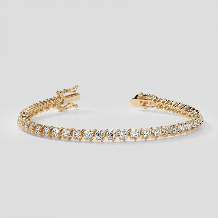 S-Figure Round Cut Tennis Bracelet in 14K Gold