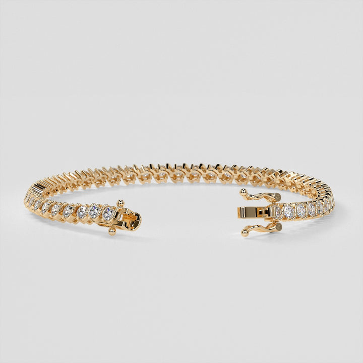 S-Figure Round Cut Tennis Bracelet in 14K Gold