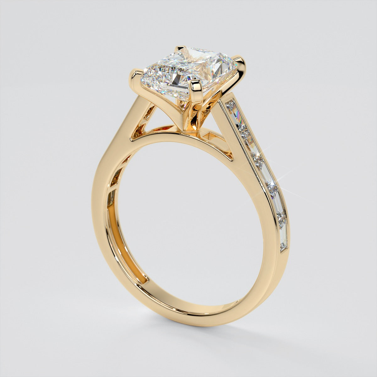 Radiant Cut Channel Baguettes Trio Wedding Set