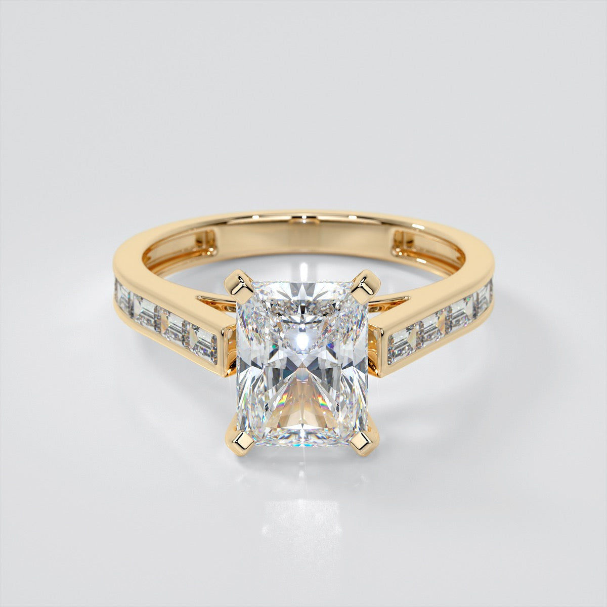 Radiant Cut Channel Baguettes Trio Wedding Set