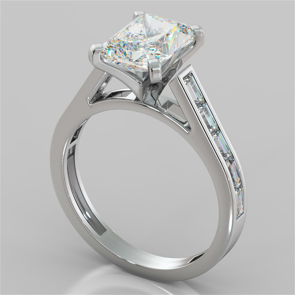 Radiant Cut Channel Baguettes Wedding Set
