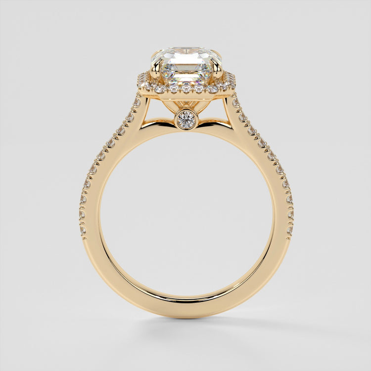 Asscher Cut Halo Engagement Ring With Accents