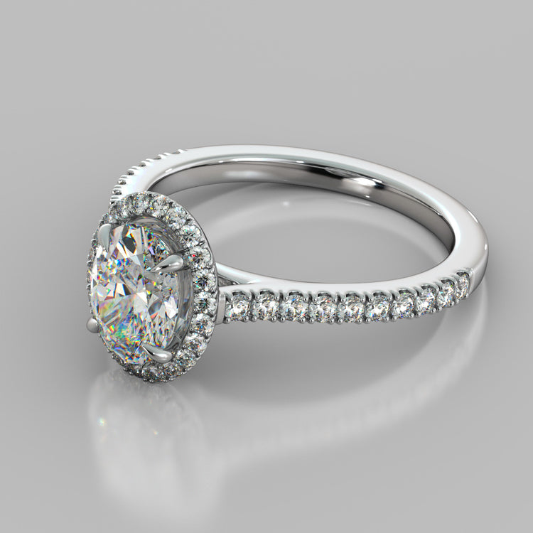 Lab Grown Diamond Oval Cut Halo Engagement Ring With Accents