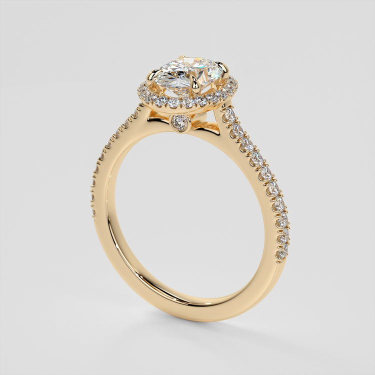 Lab Grown Diamond Oval Cut Halo Engagement Ring With Accents