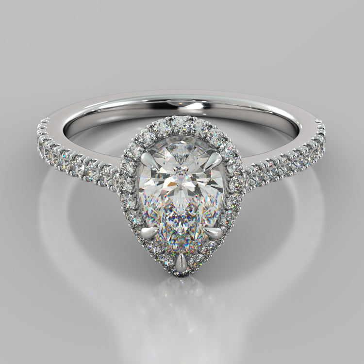 Lab Grown Diamond Pear Cut Halo Engagement Ring With Accents