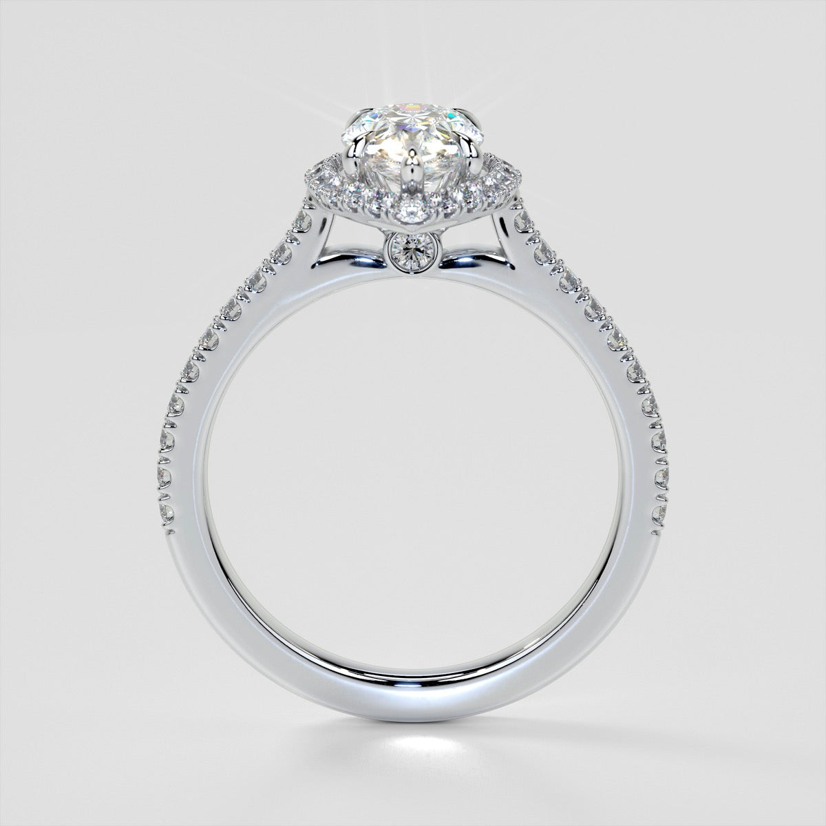 Lab Grown Diamond Pear Cut Halo Engagement Ring With Accents