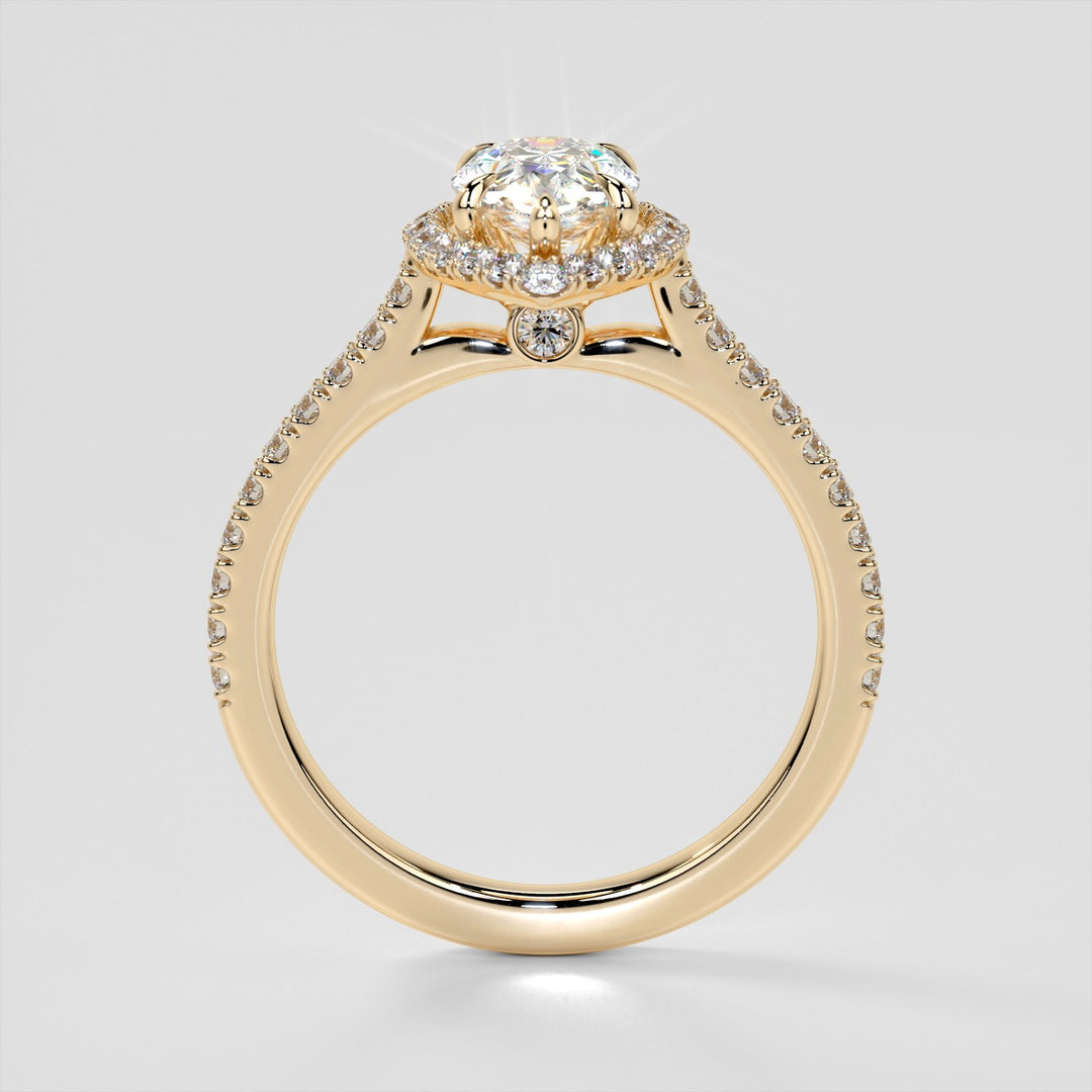Pear Cut Halo Engagement Ring With Accents