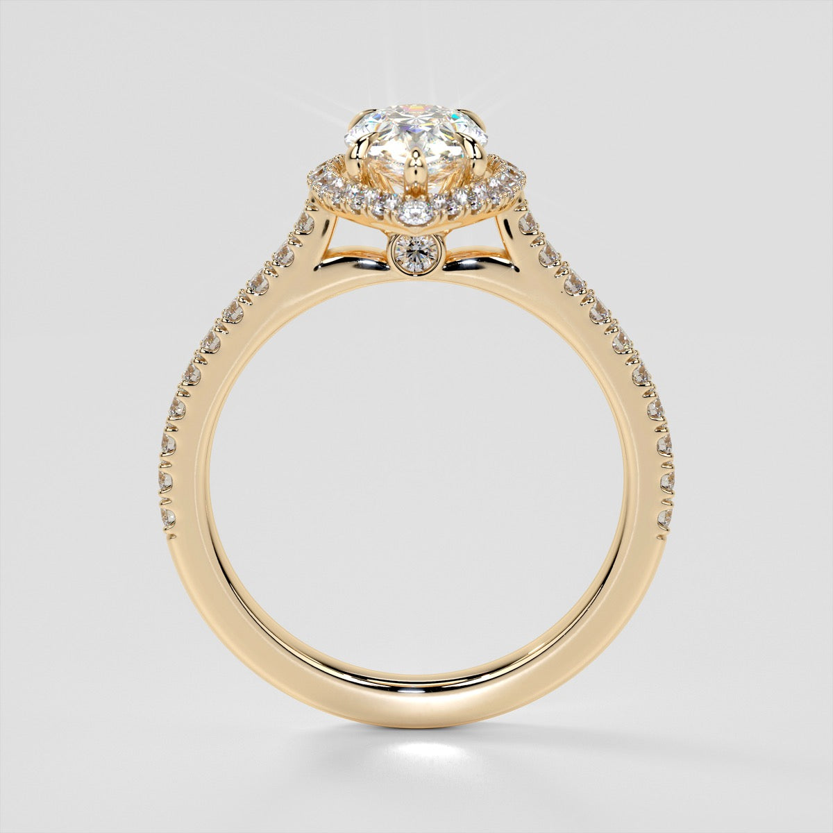 Pear Cut Halo Engagement Ring With Accents