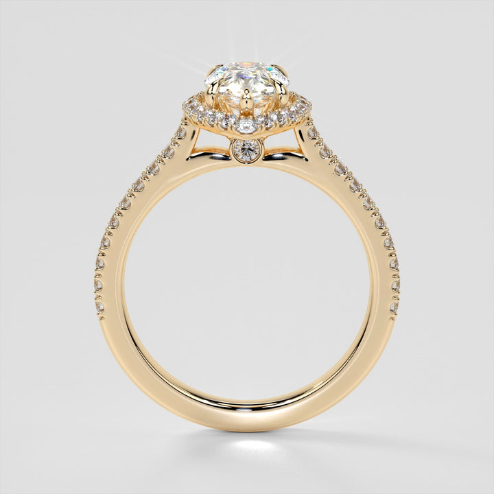 Pear Cut Halo Engagement Ring With Accents