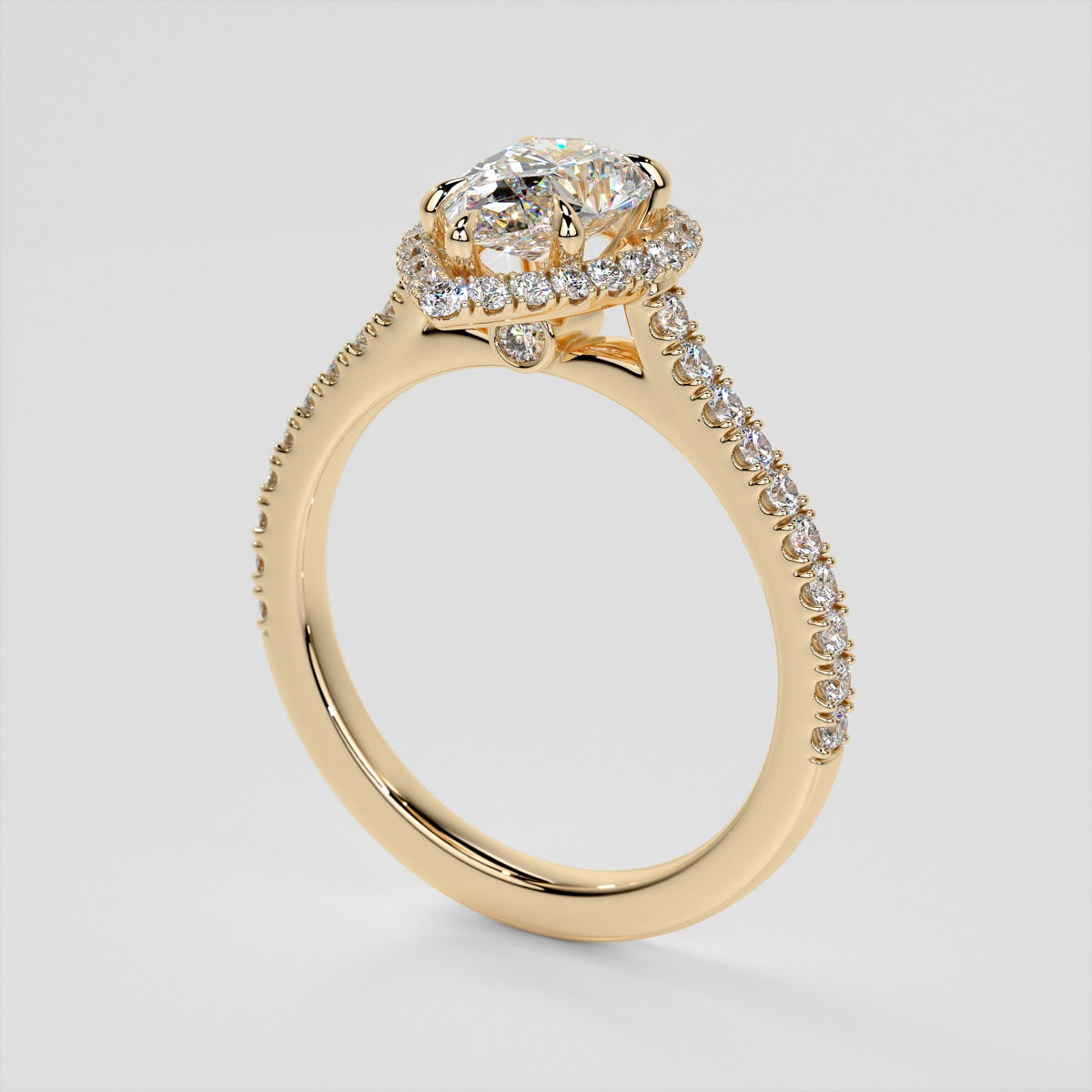 Pear Cut Halo Engagement Ring With Accents