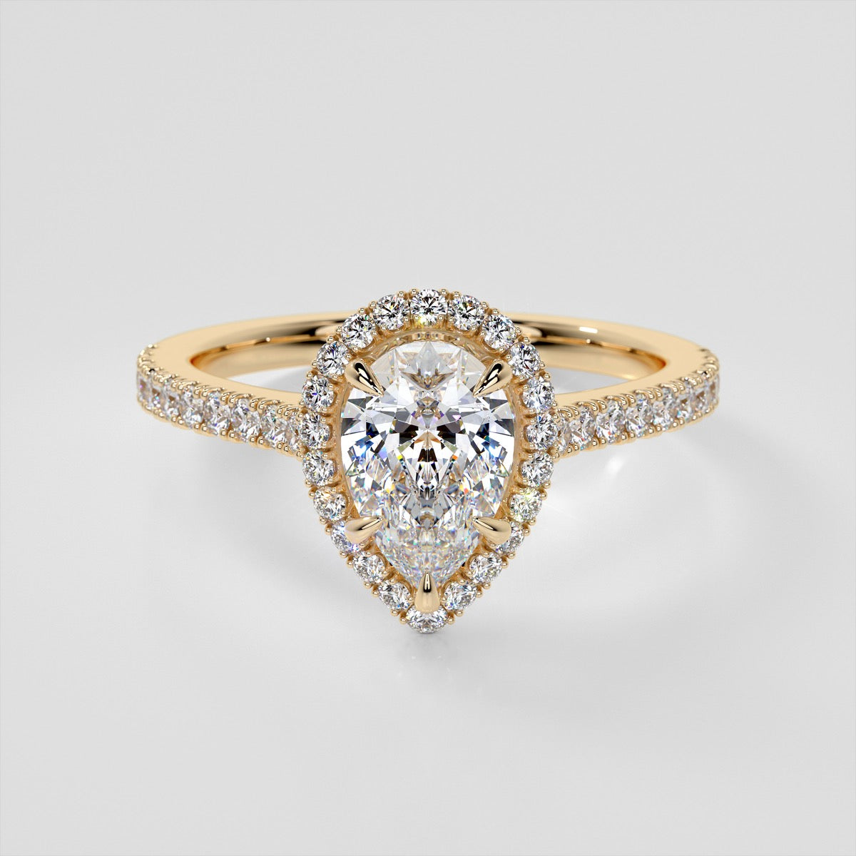 Lab Grown Diamond Pear Cut Halo Engagement Ring With Accents