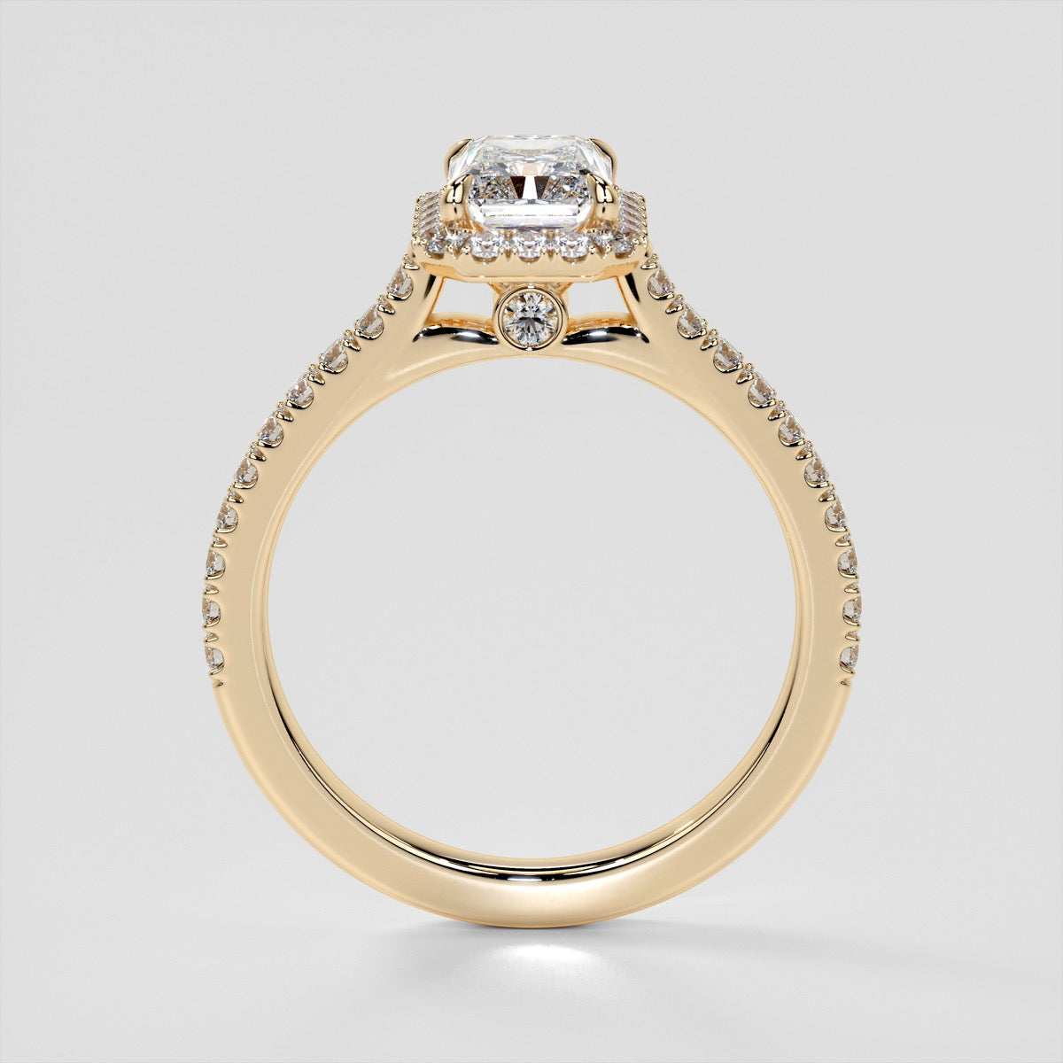 Radiant Cut Halo Trio Wedding Set With Accents