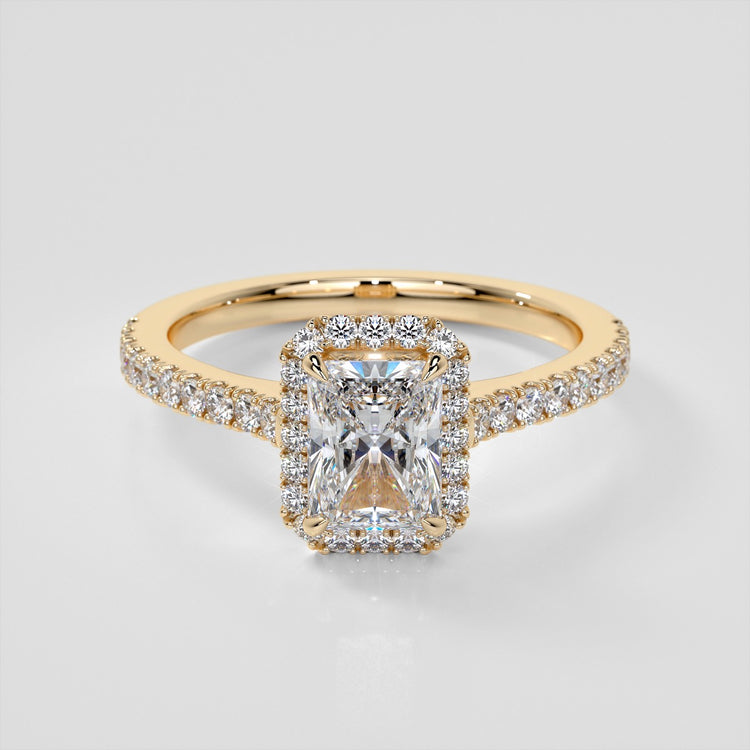 Radiant Cut Halo Engagement Ring With Accents