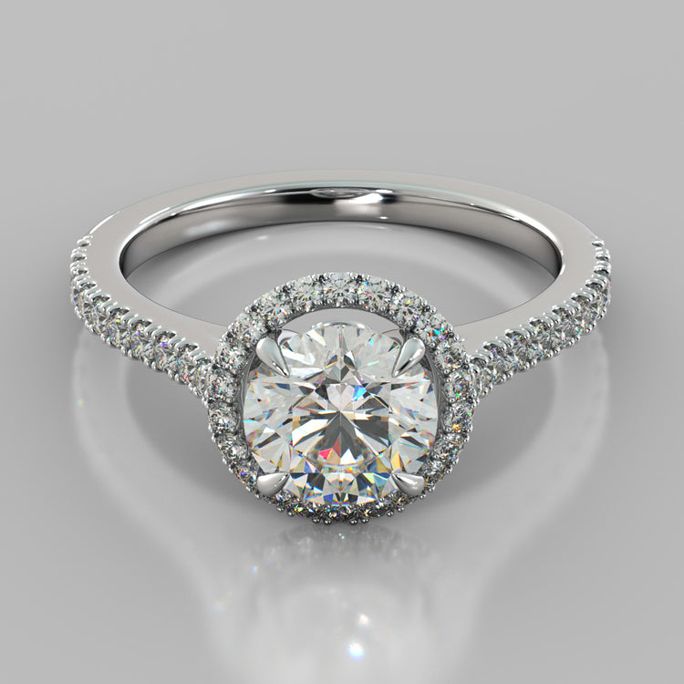 Lab Grown Diamond Round Cut Halo Engagement Ring With Accents