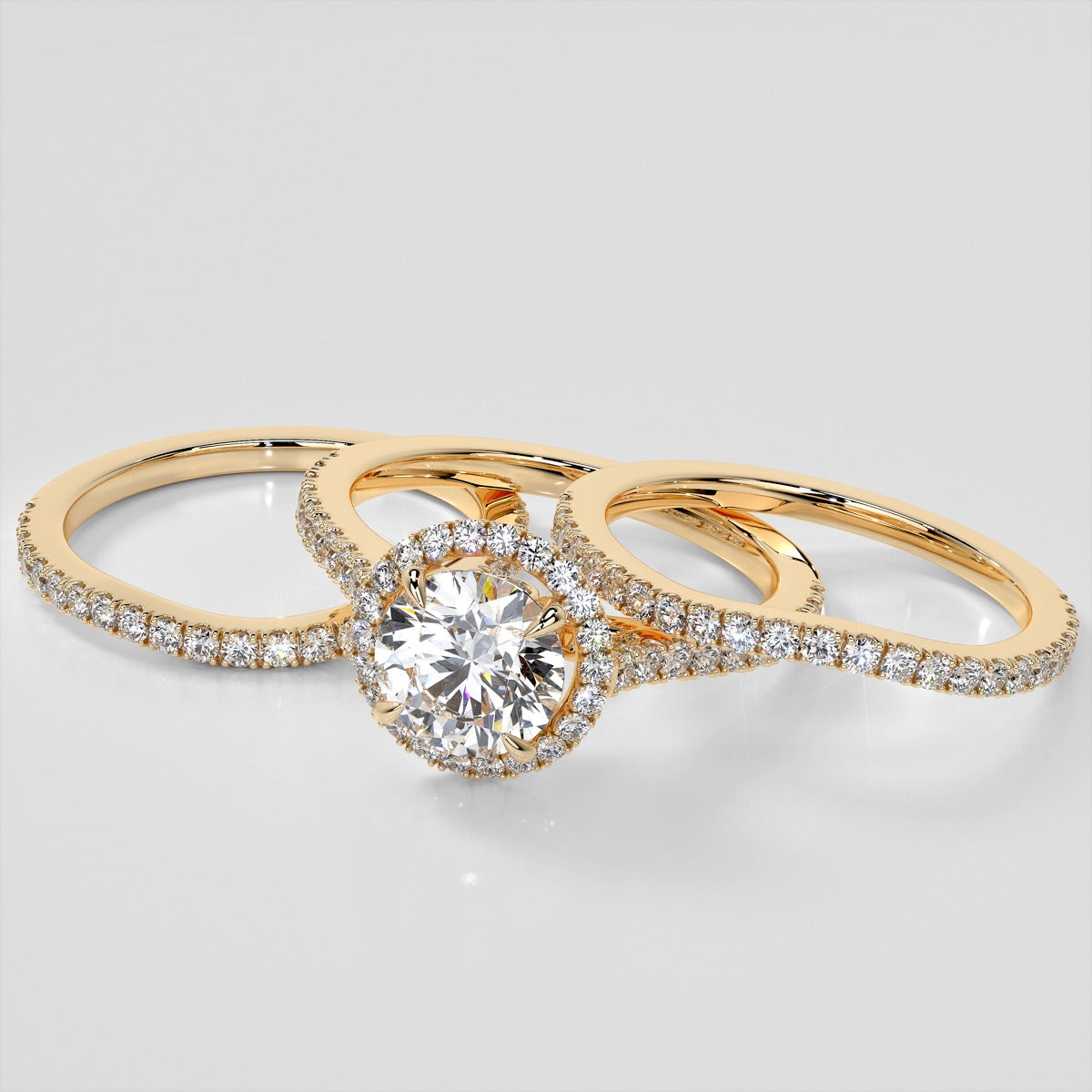 Round Cut Halo Engagement Ring With Accents
