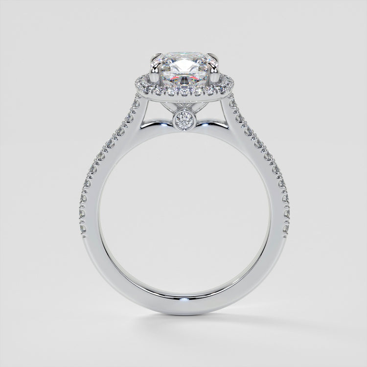 Cushion Cut Halo Style Wedding Set With Accents