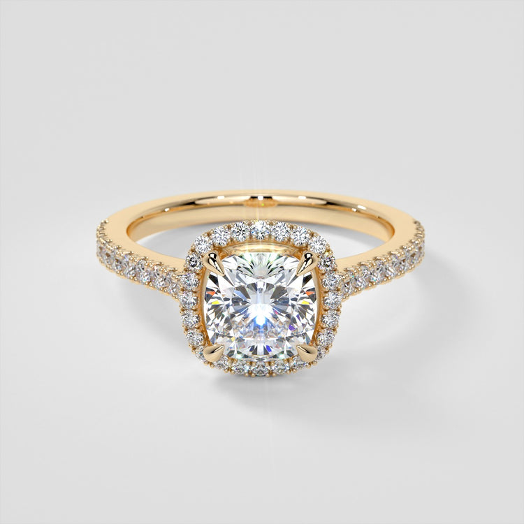 Cushion Halo Engagement Ring With Accents