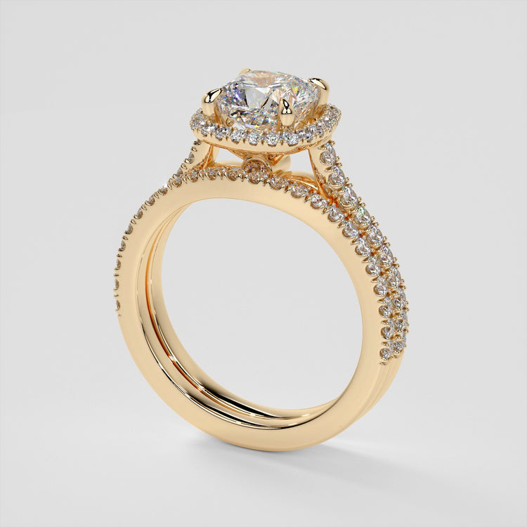 Lab Grown Diamond Cushion Halo Engagement Ring With Accents