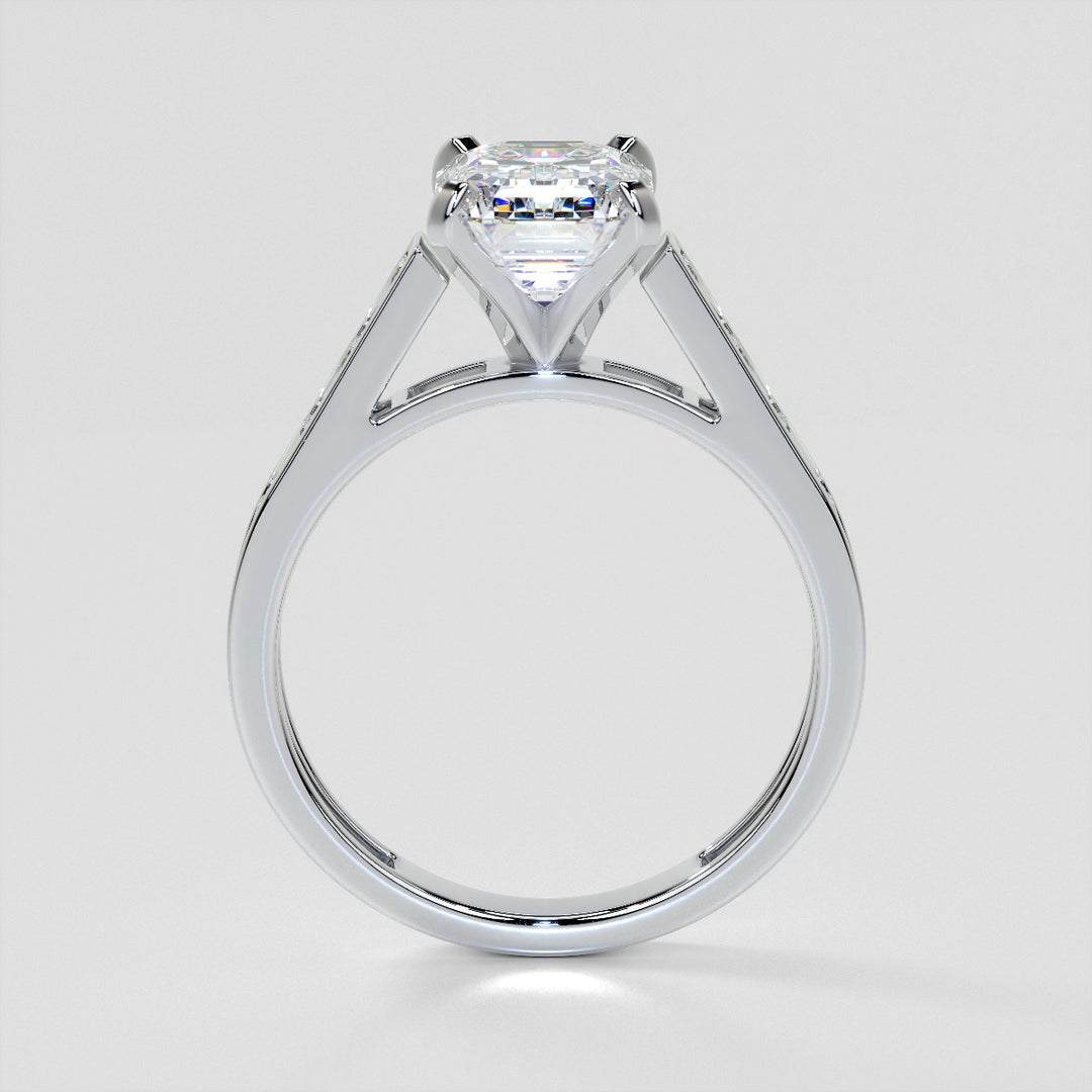 2.0CT Lab Grown Diamond Emerald Cut Channel Baguettes Engagement Ring