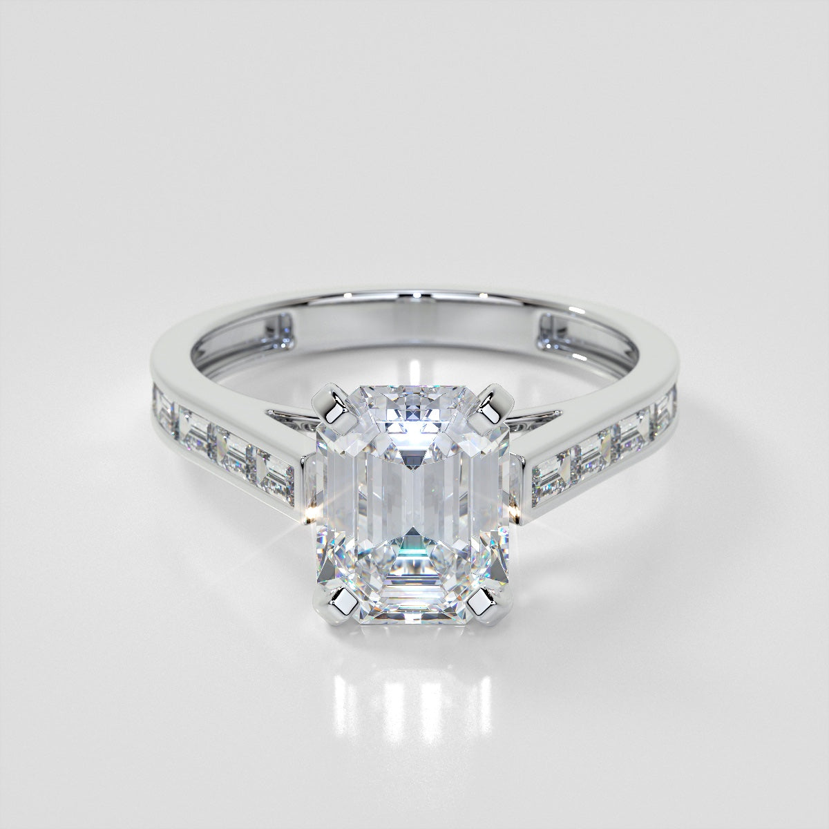 Agape Emerald Cut Cathedral Style Engagement Ring - 2.40Ct – Agape Diamonds