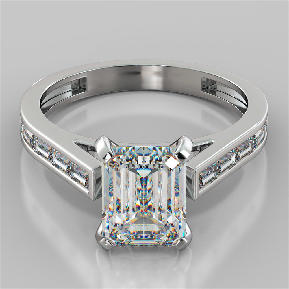 Emerald With Baguettes Engagement Ring