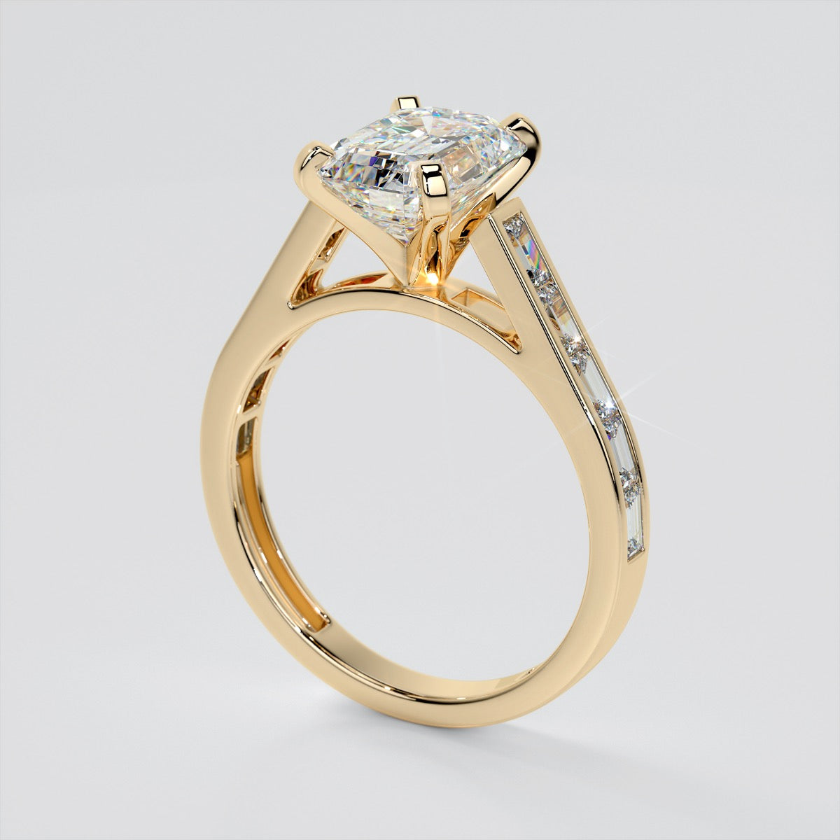 Emerald Baguettes Trio Wedding Set