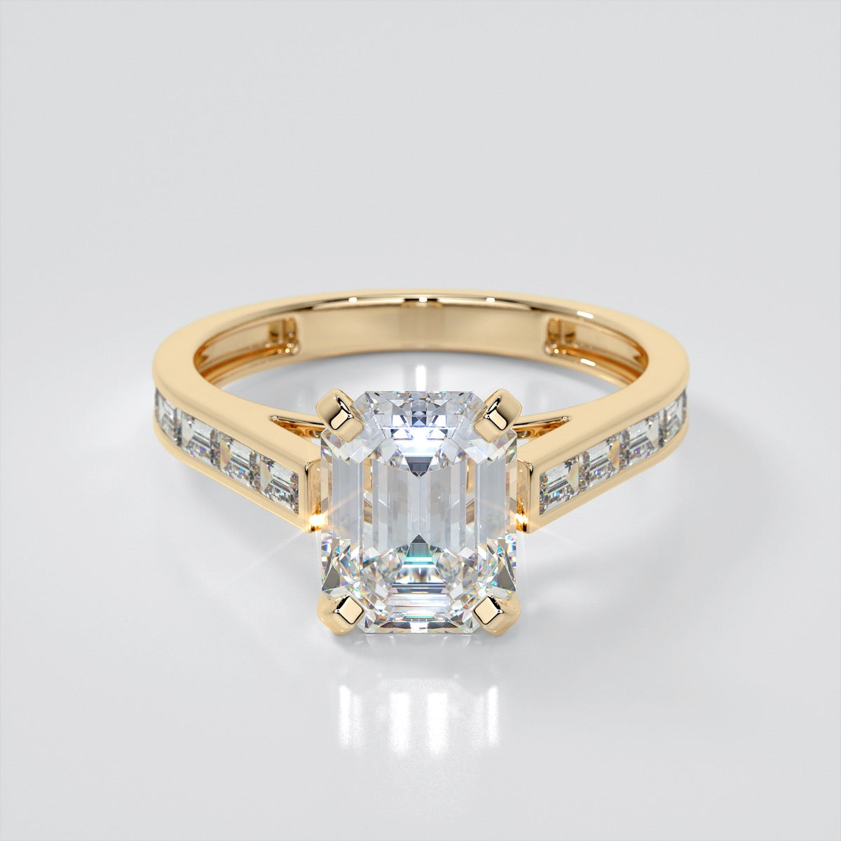 Emerald With Baguettes Engagement Ring