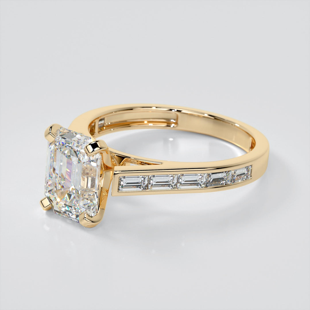 Emerald With Baguettes Engagement Ring