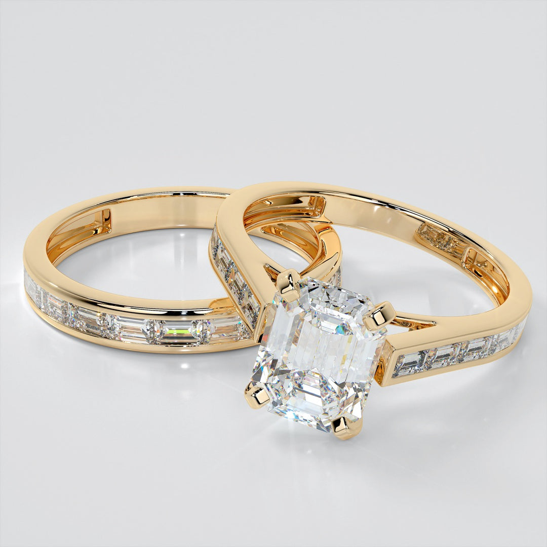 Emerald Baguettes Wedding Set