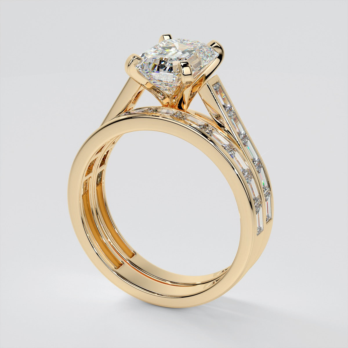 Emerald Baguettes Trio Wedding Set