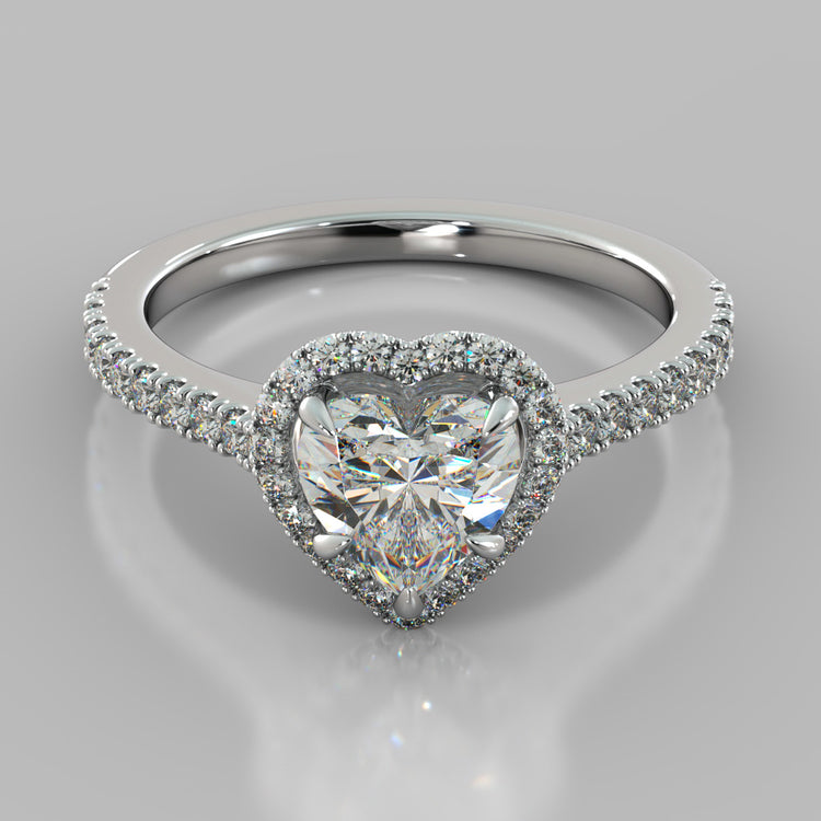 Heart Cut Halo Engagement Ring With Accents