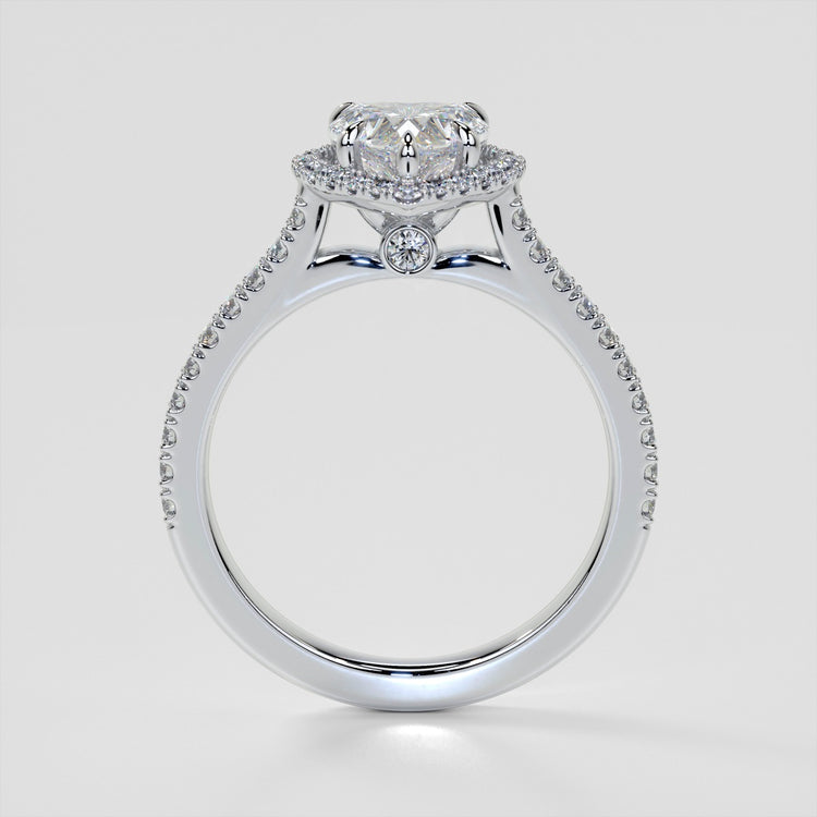 Heart Cut Pavé Style Halo Wedding Set With Accents