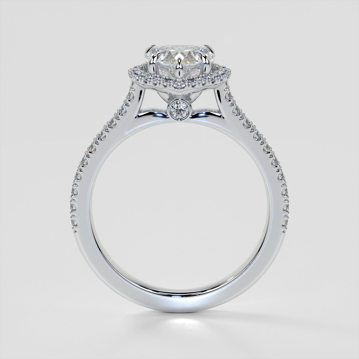 Heart Cut Halo Engagement Ring With Accents