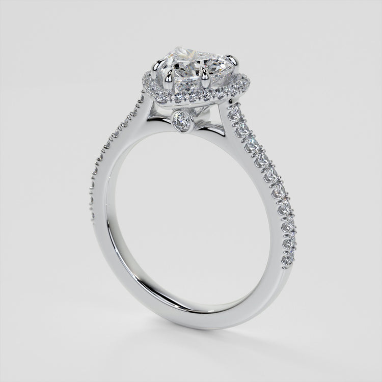 Heart Cut Pavé Style Halo Wedding Set With Accents