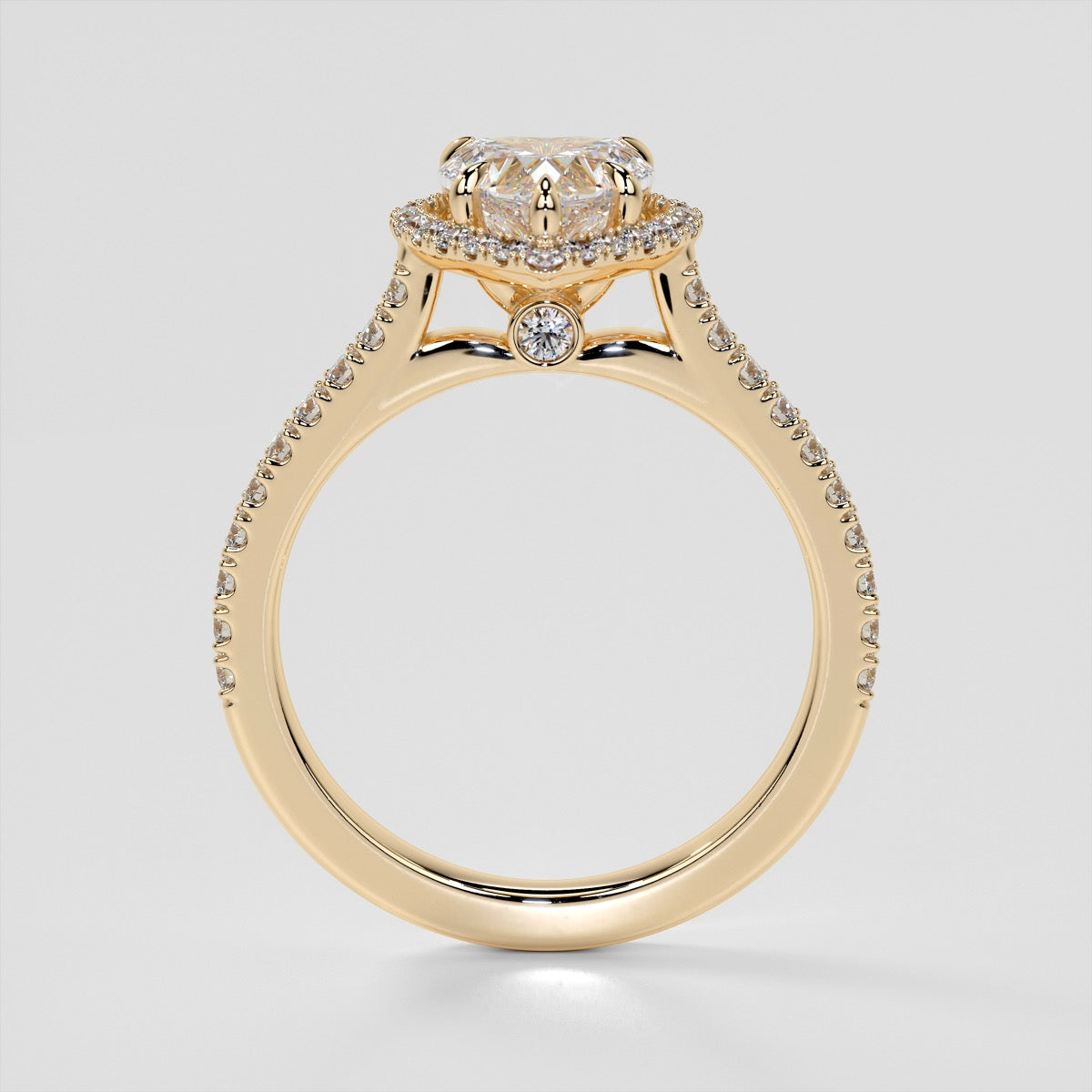 Heart Cut Halo Engagement Ring With Accents